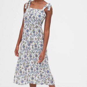 Women’s White Navy Floral Midi Summer Dress